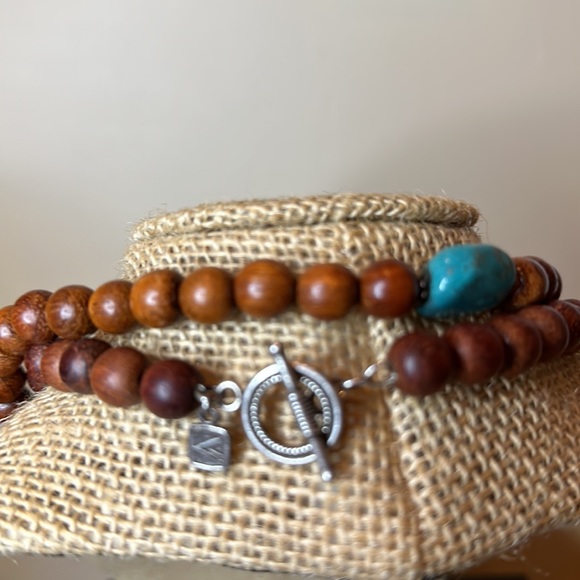 Silpada Wood & Turquiose Bead Necklace RETIRED - Picture 3 of 7
